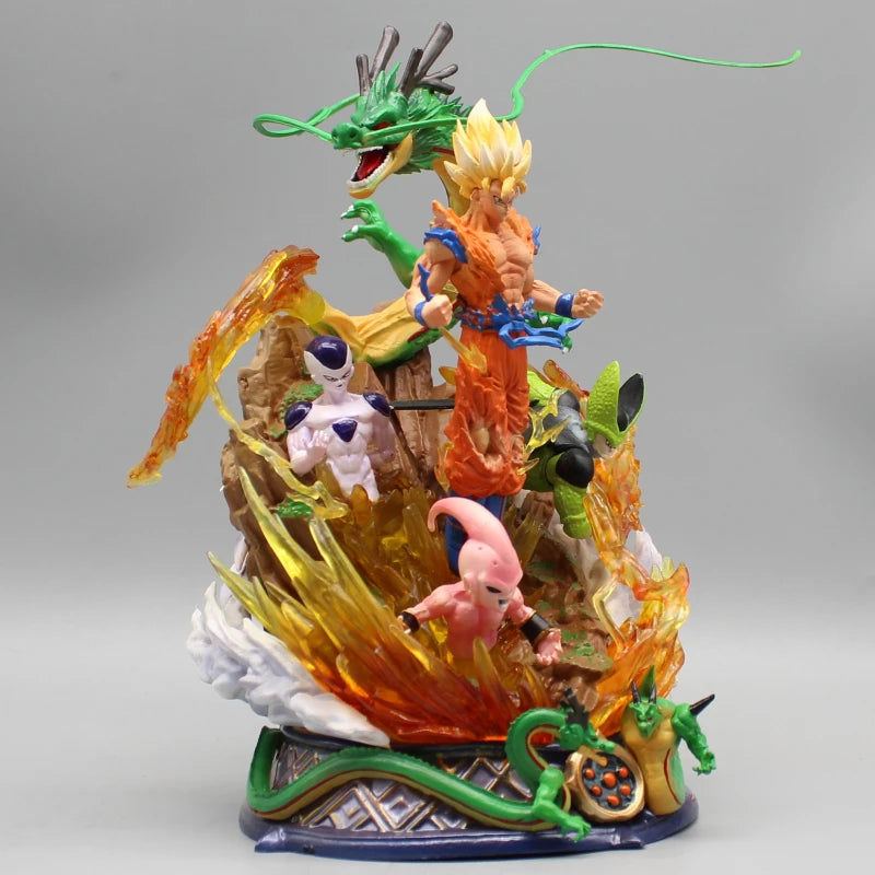 Dragon Ball Figure Son Goku Anime Figurine 23cm Super Saiyan Goku Statue Shenron Frieza Buu Cell Models Collectble Toys Gifts Gk