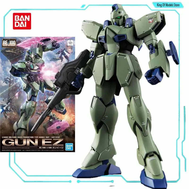 Bandai Original MODEL KIT GUNDAM RE 1/100 ALL  JAGD DOGA  ZAKU Anime Action Figure Assembly Model Toys  Model Gifts for Boys
