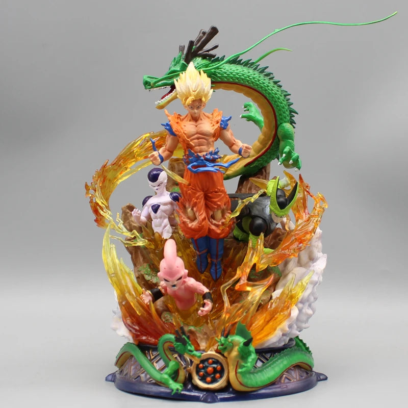 Dragon Ball Figure Son Goku Anime Figurine 23cm Super Saiyan Goku Statue Shenron Frieza Buu Cell Models Collectble Toys Gifts Gk