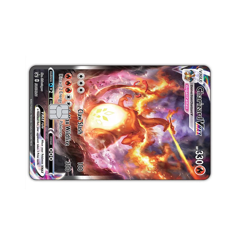 27 Options Available PTCG Charizard Credit Card Skin Sticker Anti-degaussing No Adhesive Residue for VISA Card Debit Card Anime