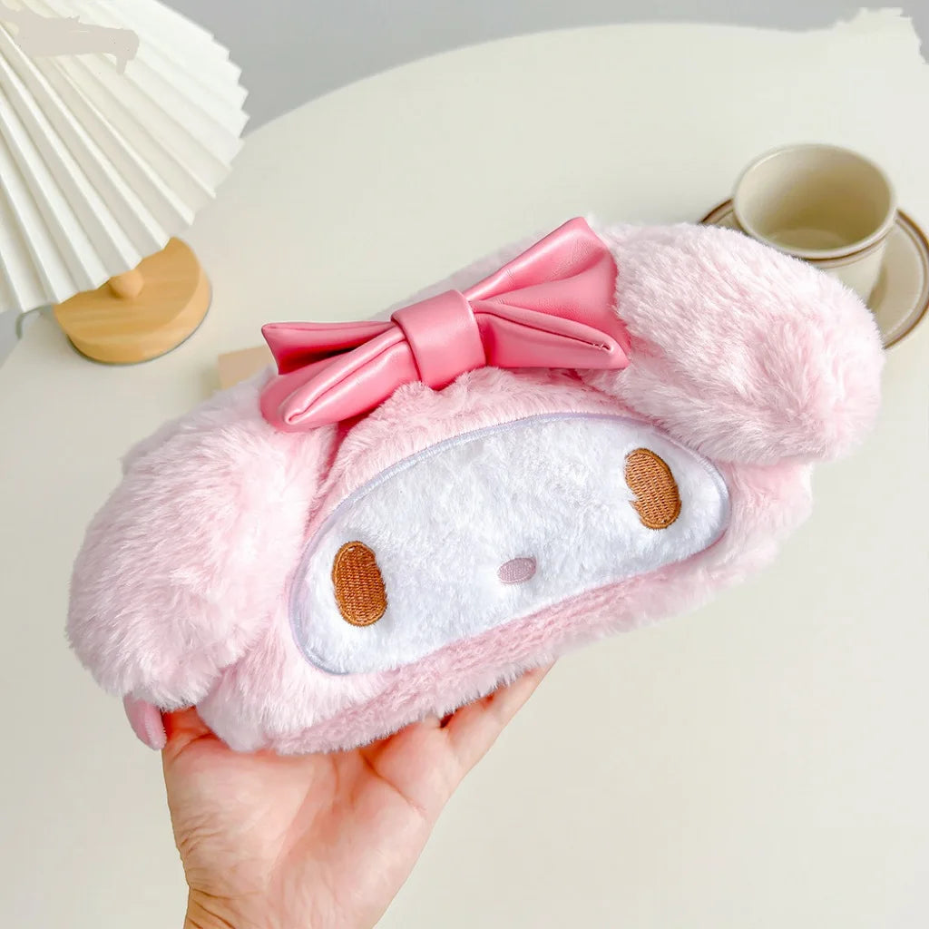 Sanrio Cinnamoroll Anime Kuromi Melody Cosmetic Storage Bags Pencil Case Cartoon Cute Makeup Bag Plush Toys Doll Birthday Gift