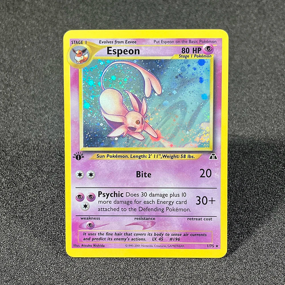 PTCG Foil Cards Lugia Espeon Politoed Alakazam Mewtwo Kingdra Zapdos Raichu 1996 1st Edition Game Collection PKM Proxy Cards