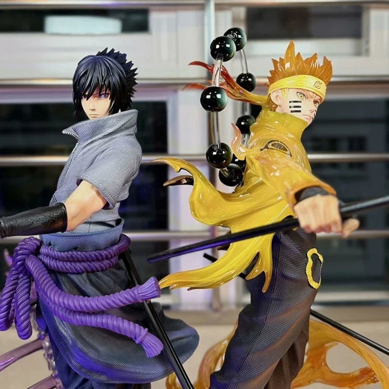 38cm Naruto Shippuden Figurine Naruto Uzumaki Uchiha Sasuke Action Figure PVC Toy Statue Collection Model Kids Birthday Gift