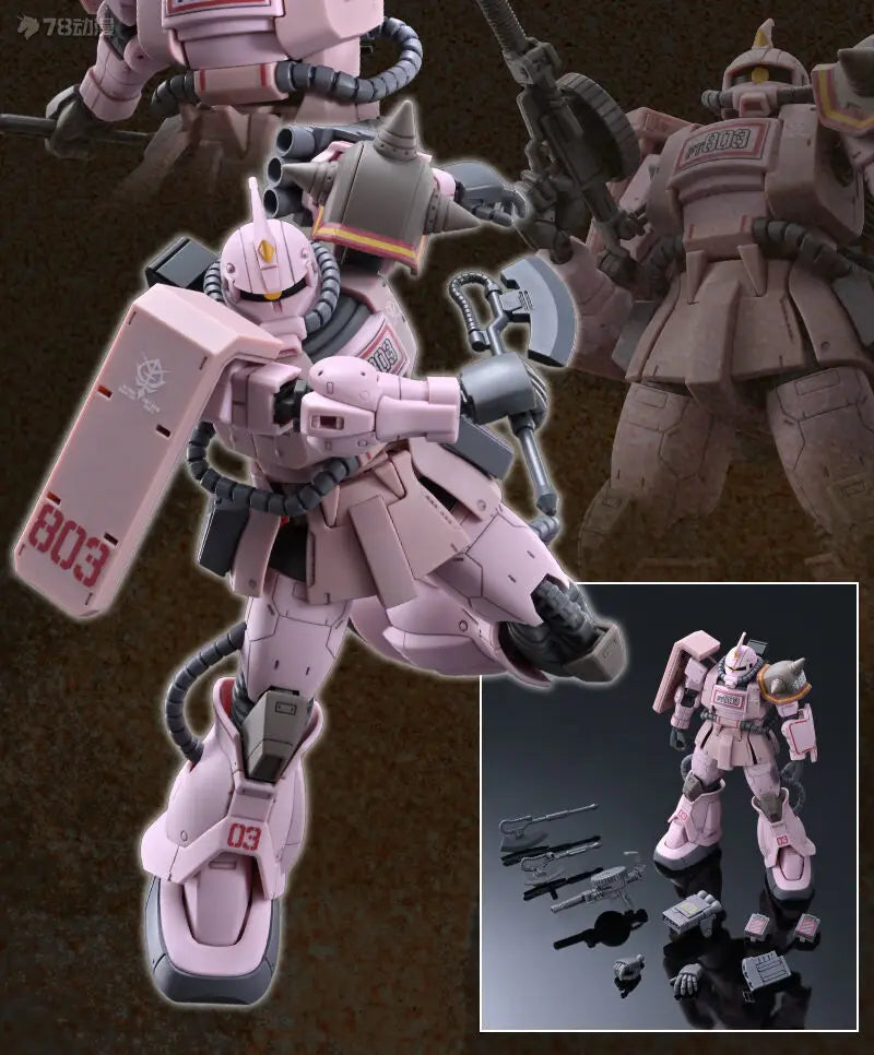 Fast Shipping Bandai Anime HG MS-06D ZAKU DESERT TYPE PINK PANTHER FORCES GUNDAM Original Model Toys Action Figure Children Gift