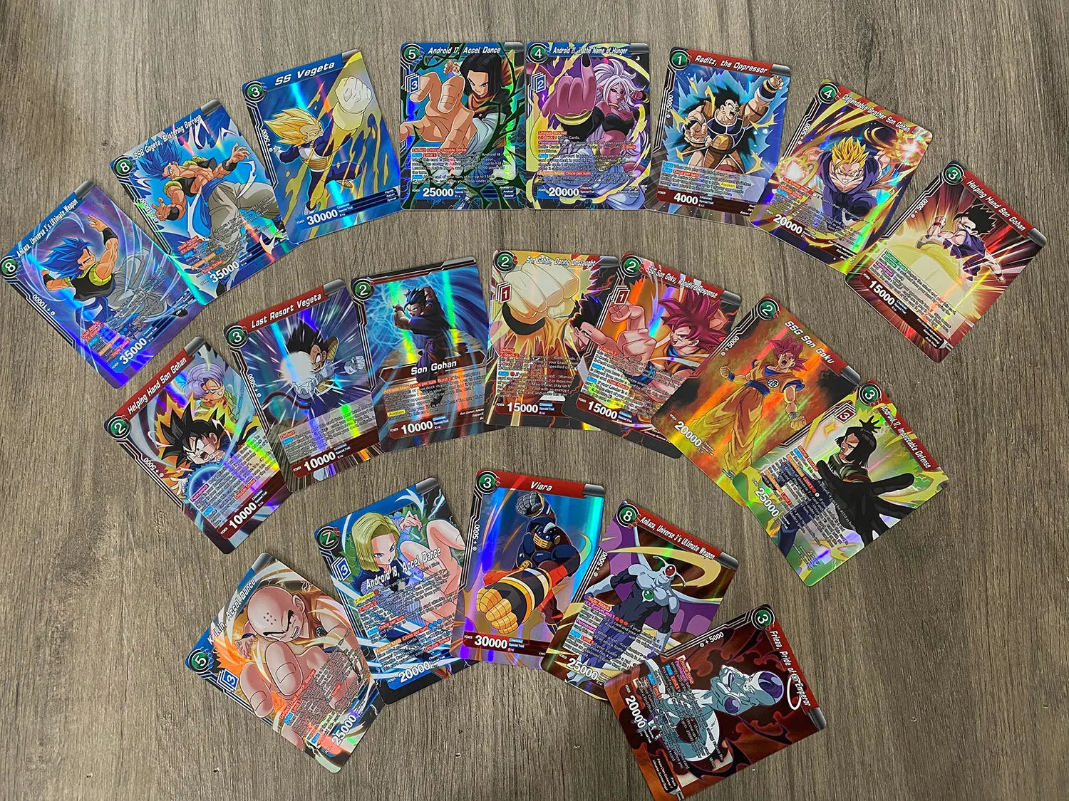 New 50pcs English Dragon Ball Z GT super card Goku Vegeta Frieza does not repeat high combat power game battle collection card