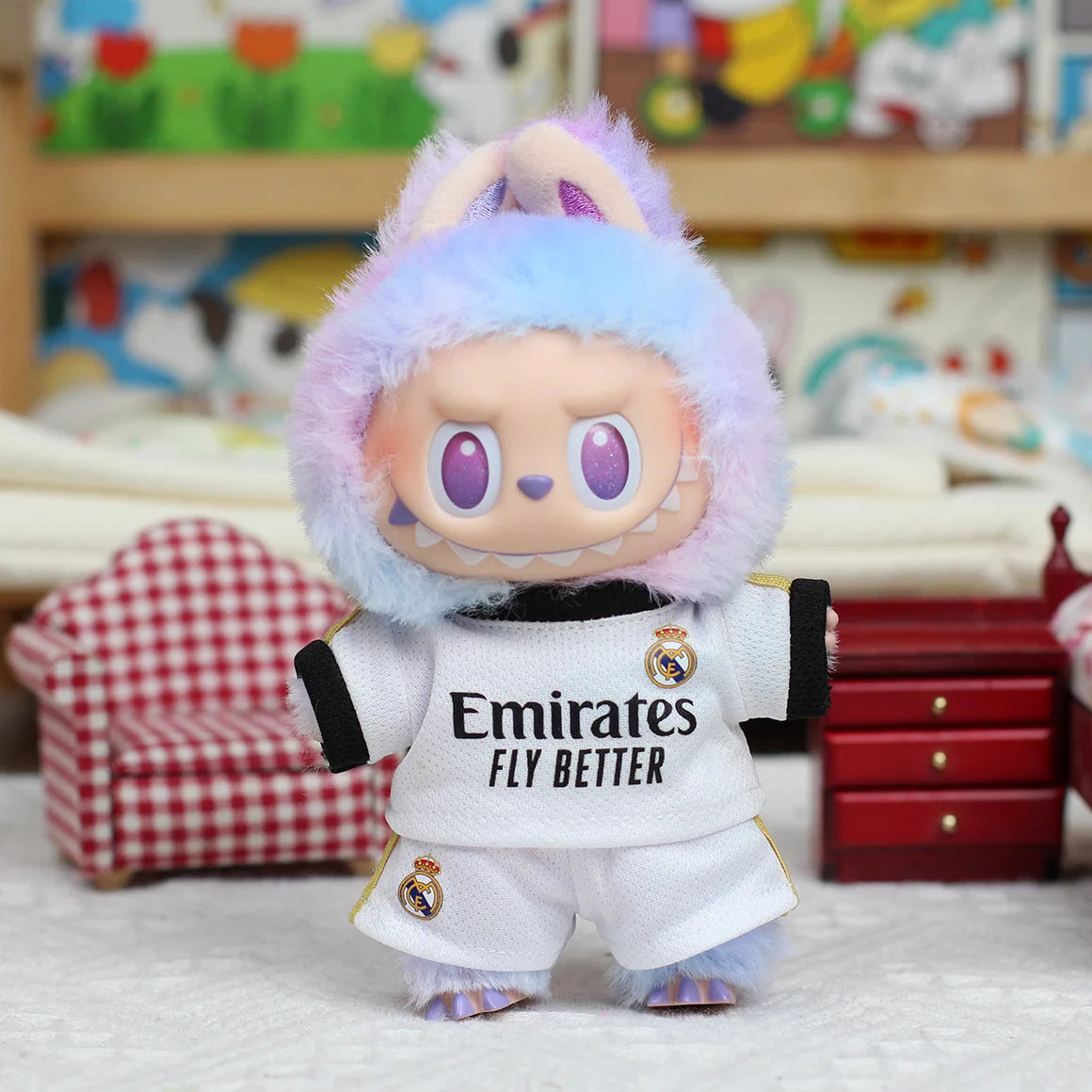 17cm Labubu Football Size 10 Clothing V1V2 V3 Labubu Doll Size 7 Vinyl Pendant Doll Clothing DIY Sportswear Boy Gift Toy (No Doll)