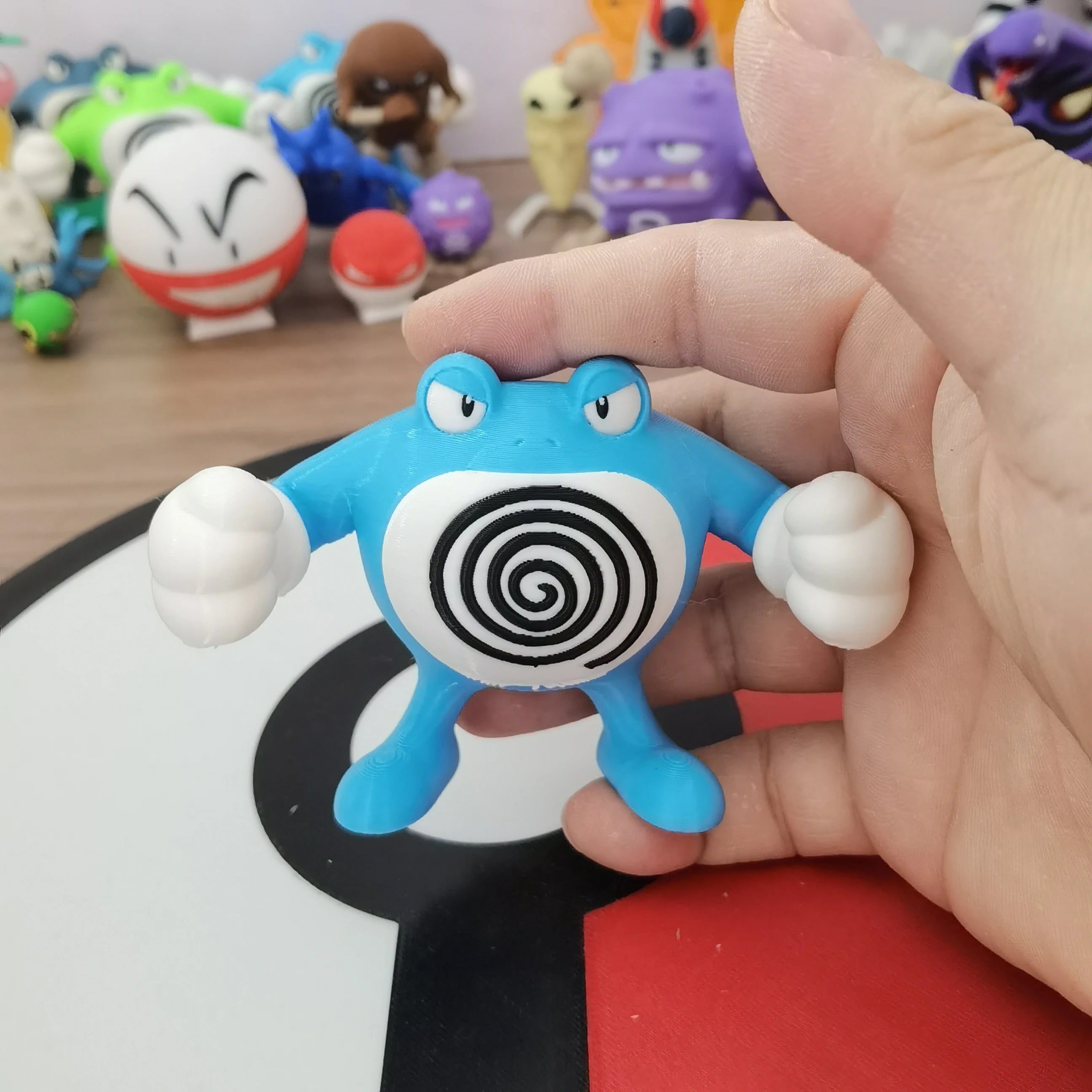 Pokemon Anime Figures Poliwag Poliwhirl Poliwrath Proportion World 1:20 Diy 3d Printing Cartoon Character Desktop Model Toy Gift