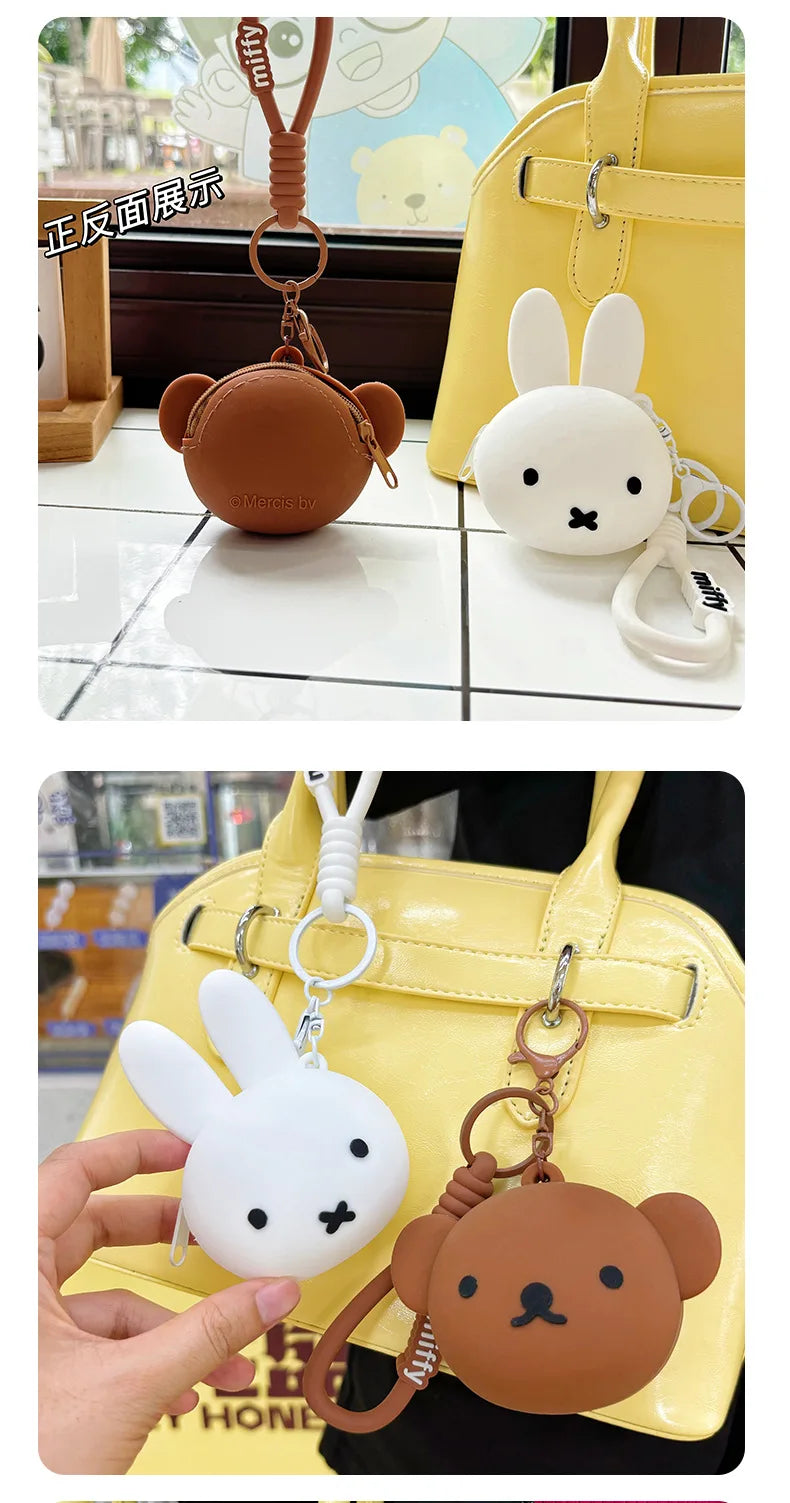 Kawaii Miffy Silicone Coin Purse Cute Mini Earphone Case Pendant Boris Coin Storage Bag Toy Gift for Gril