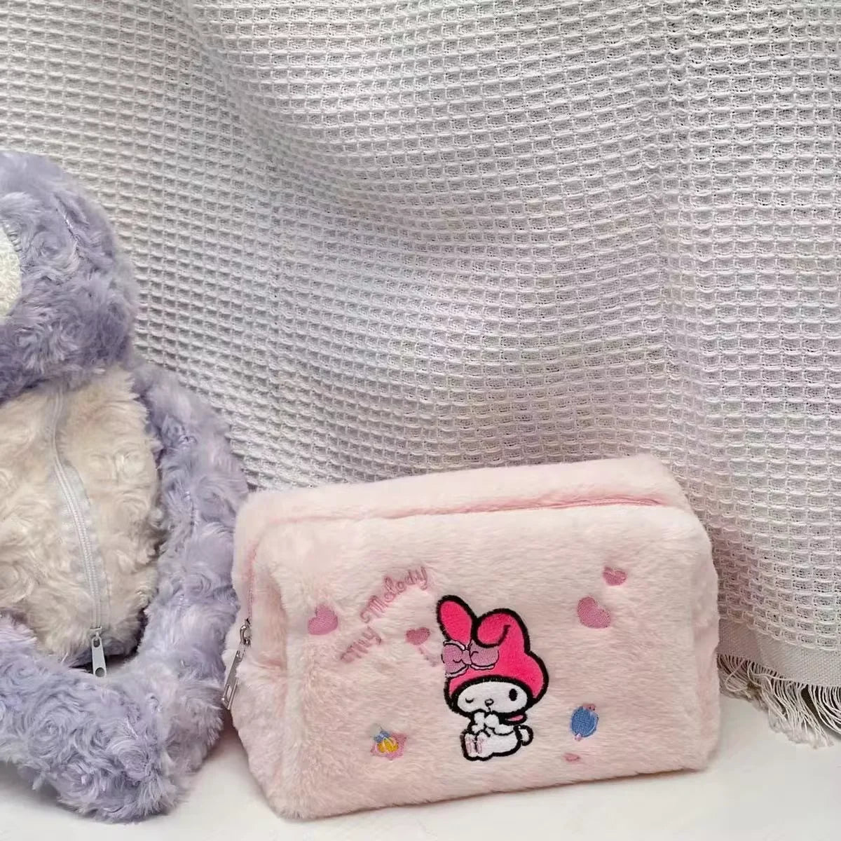 Plush Pencil Case Kawaii Cinnamoroll Kuromi My Melody Large Capacity Pencils Bag Pen Case School Supplies Stationery Gift