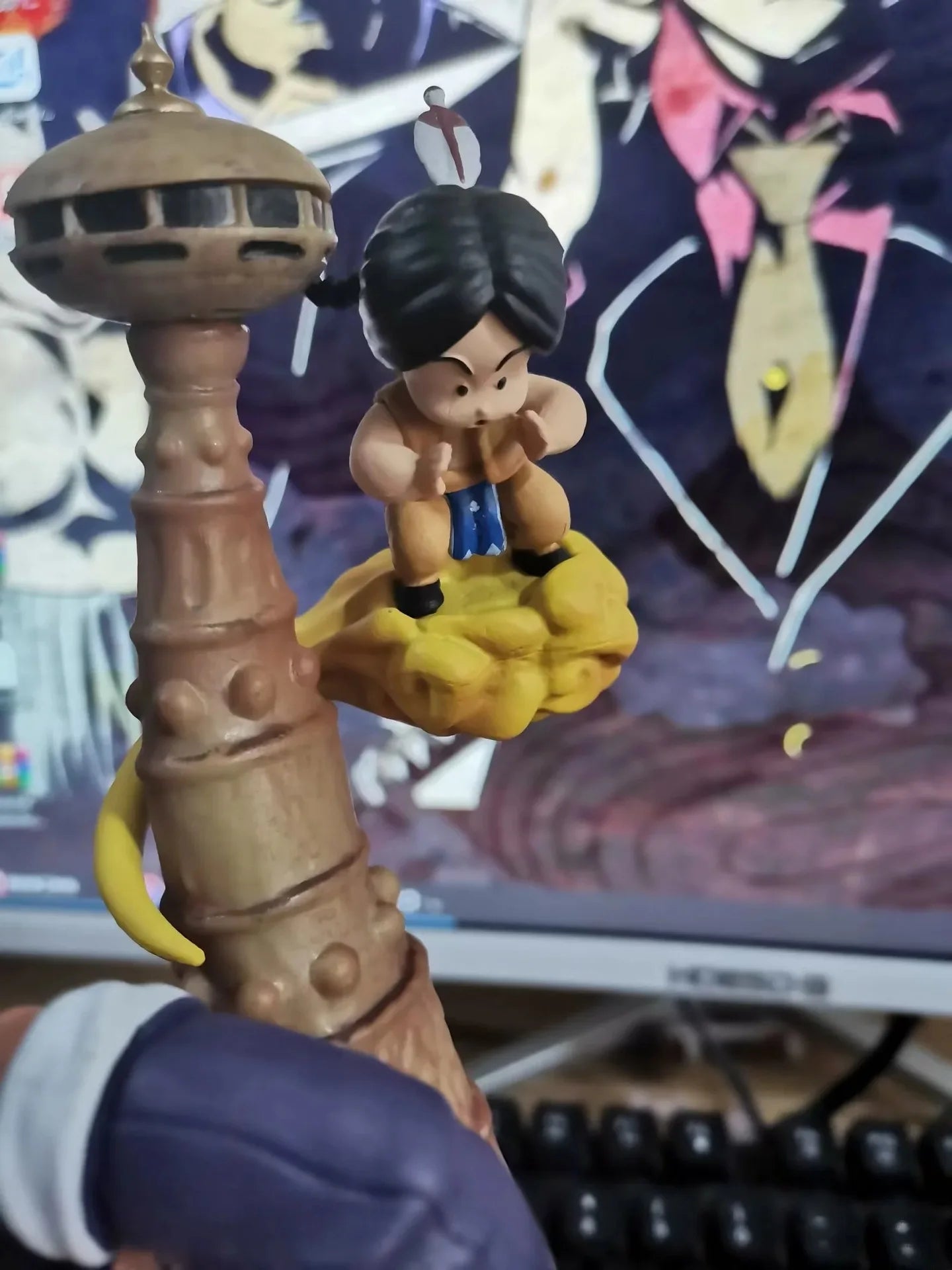 28cm Dragon Ball Goku Childhood Vs Tao Pai Pai Anime Figure Model Statue Boys Collection Desktop Decoration Ornament Toys Gifts