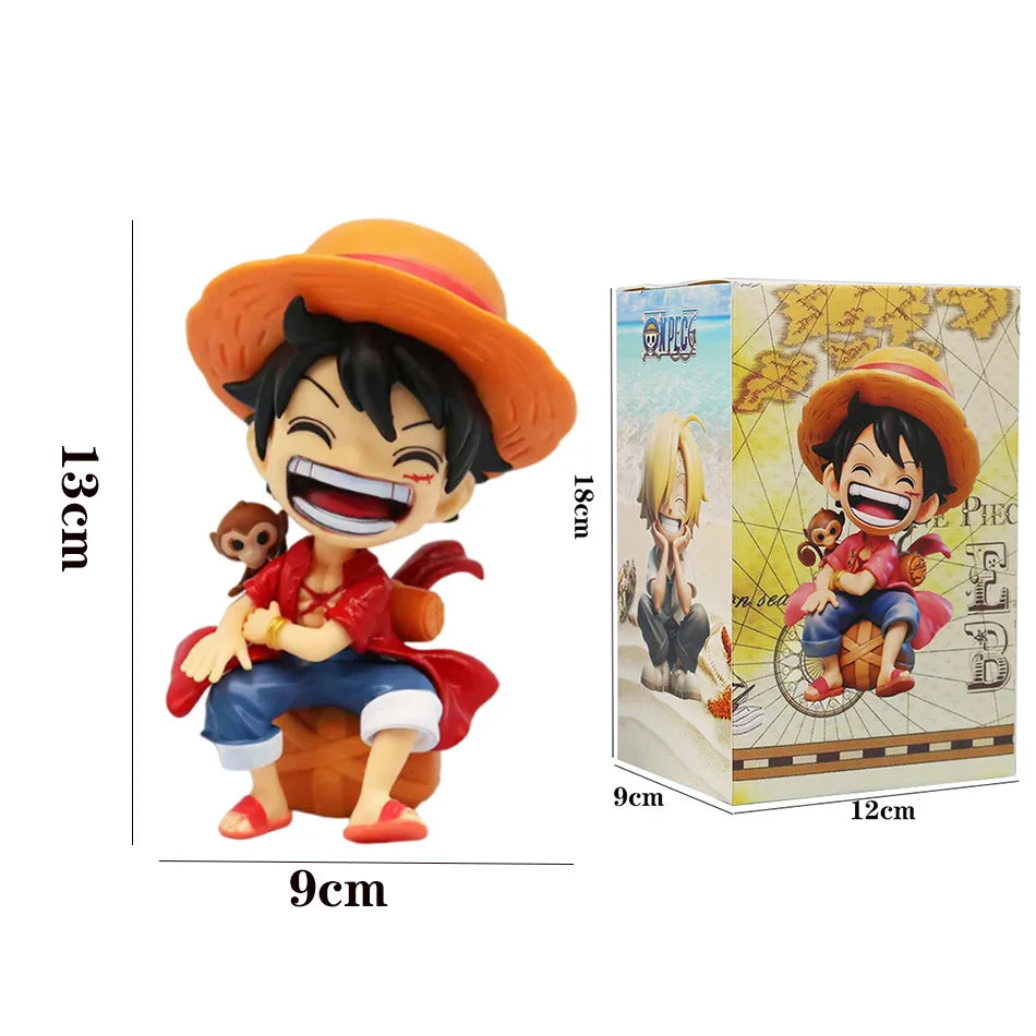13cm Anime Figure One Piece Monkey D Luffy Roronoa Zoro Kawaii Toys Car Decoration PVC Model Gift