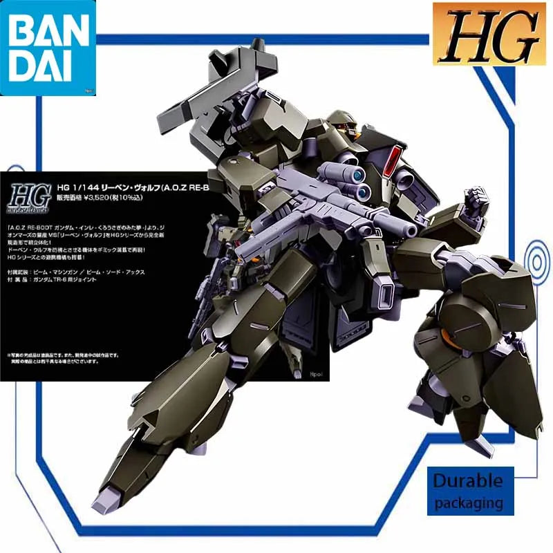 Bandai Original MODEL KIT GUNDAM HG REBEN-WOLF Anime Action Figure Assembly Model Toys  Model Gifts for Boys Foam Box Packing