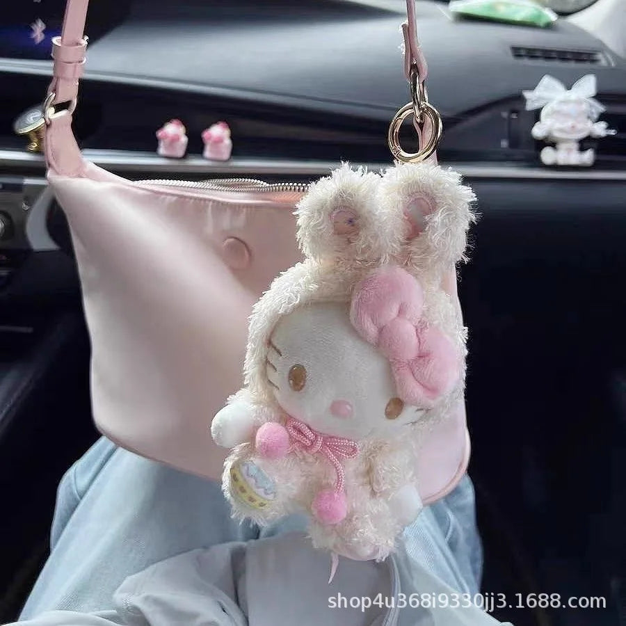 Kawaii Anime New Sanrio Hello Kitty Cartoon Plush Toy Fashion Plush Doll Pendant School Bag Keychain Accessories Gift for Friend
