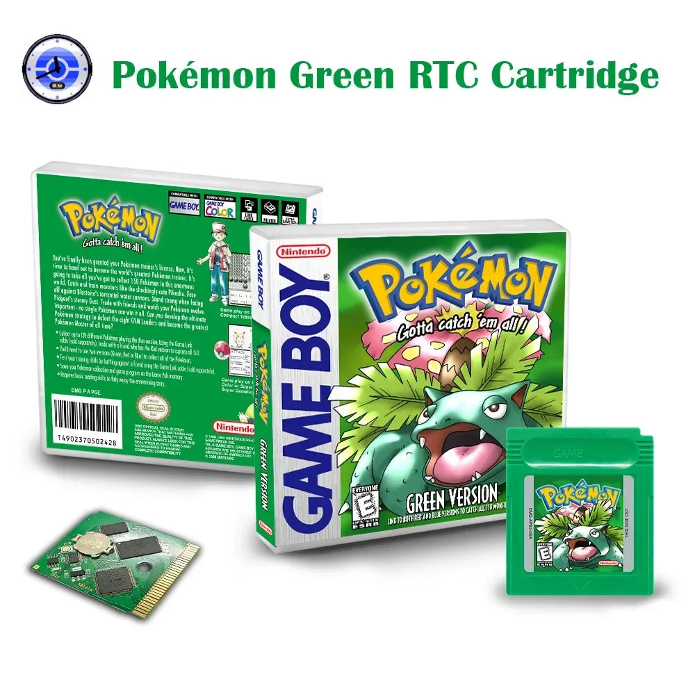 GBC Game Card RTC Boxed US Version English Pokémon GB Pokémon Red, Yellow, Blue, Green, Gold and Silver Game Card