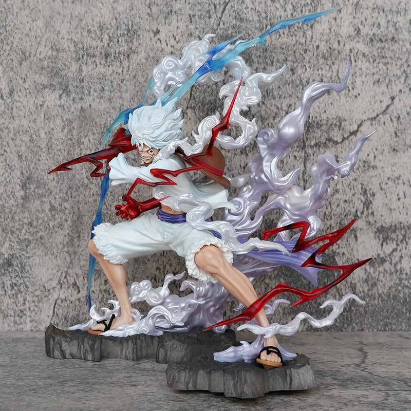 25cm One Piece Raiden Five Gear Nica Lightning Luffy Action Figure Model Statue Doll Toys Collection Decoration Model Toys Gift luffy gear 5 figure