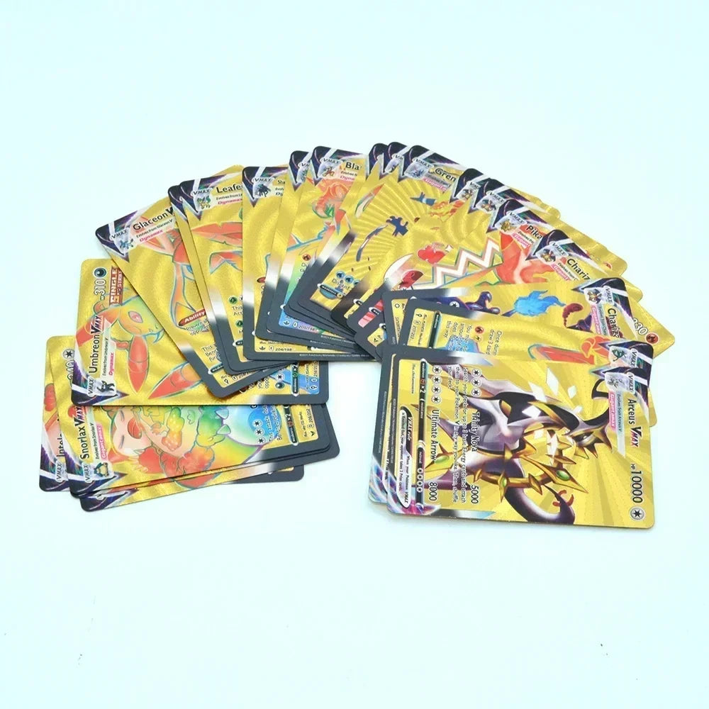 Pokemon Colorful Card 55 Pcs Charizard Mewtwo Pikachu VMAX GX VSTAR Spanish English German Korean French Gold Foil Card