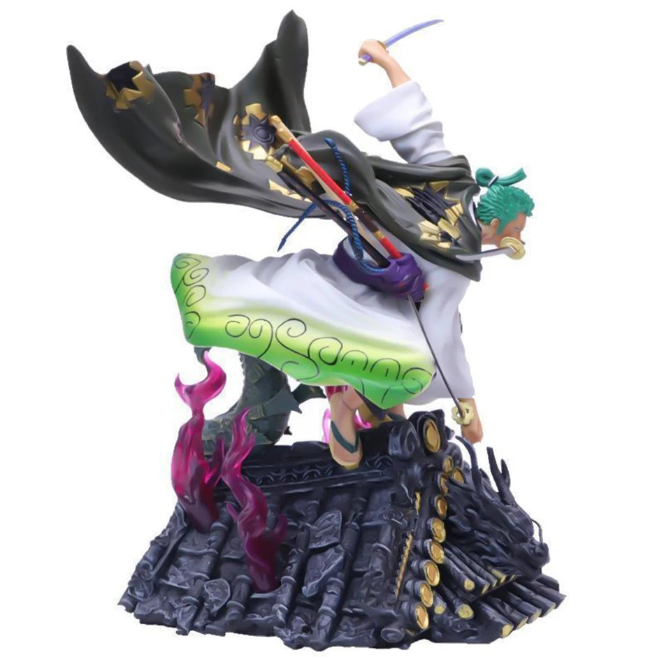 22CM Anime One Piece Action Figure Roof Sauron Three Knife Flow Zoro with Box PVC Collection Statue Model Figurine Toys Boy