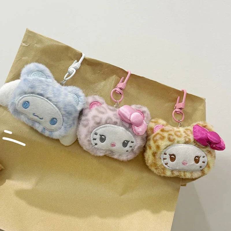 Sanrio Hello Kitty Cinnamoroll Plush Doll Keychain Anime Backpack Pendant Decoration Cute Cartoon Plush Toy Girls Birthday Gifts