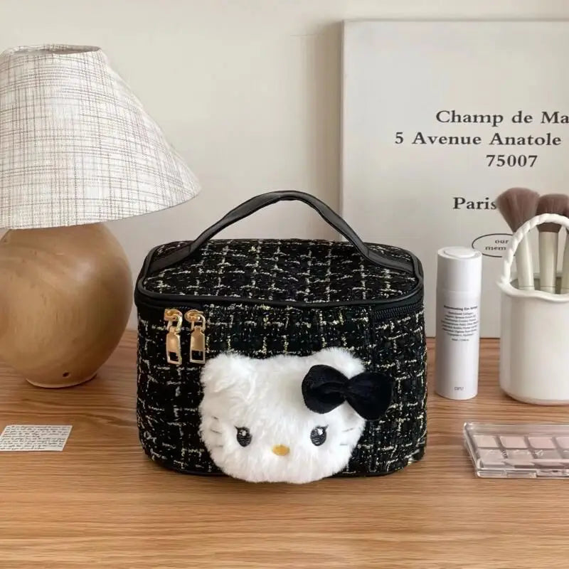 Sanrio Hello Kitty black Sweetheart Cosmetic Bag Cute Kitty Cat Portable Canvas Travel Sundries Storage Bag Coin Purse gifts