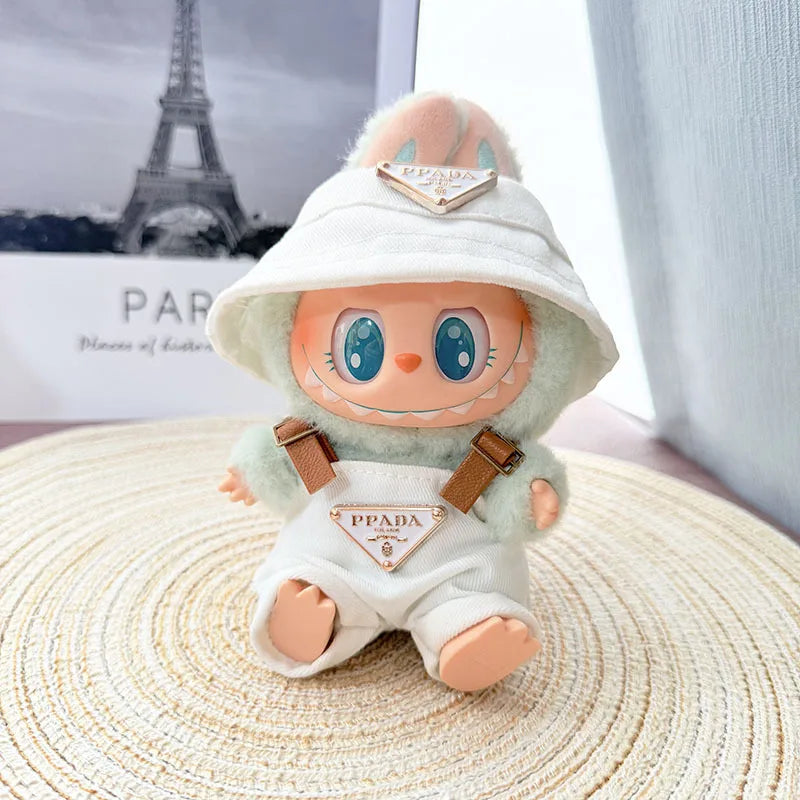 [Baby clothes only] first- and second-generation labubu cloth vinyl blind box pendant baby clothes brown and pink GG set