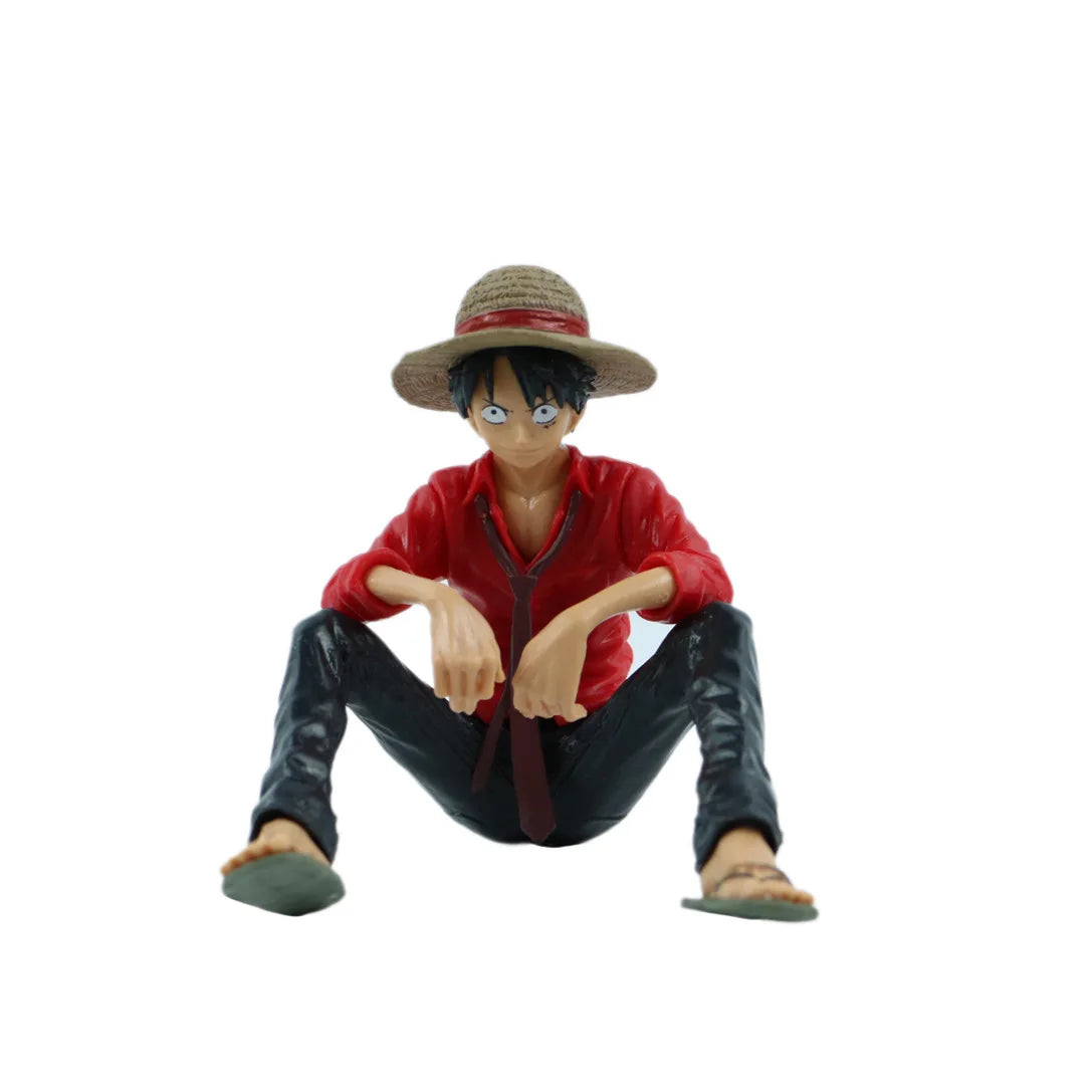 Anime One Piece Cartoon 9CM Luffy Sit Style Figurine PVC Model Action Figure Toys Collection Decoration Doll Monkey D Luffy Gift