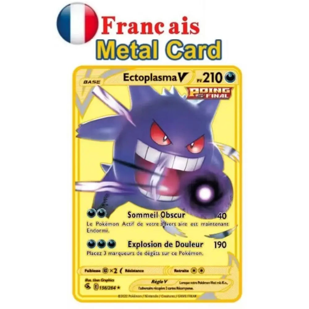 New Pocket Monster French Card Metal Gold Vmax GX Energy Card Charizard Pikachu Rare Series Combat Coach Card Children's Toy Gif