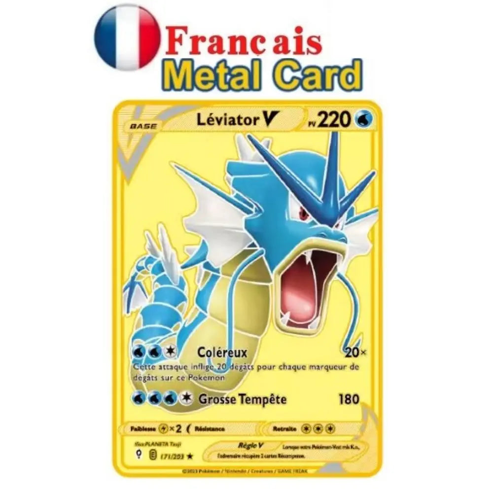 New Pocket Monster French Card Metal Gold Vmax GX Energy Card Charizard Pikachu Rare Series Combat Coach Card Children's Toy Gif