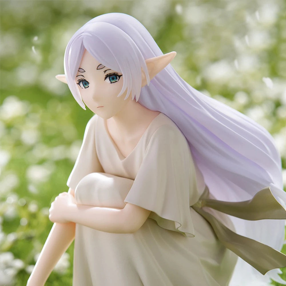 10cm Anime figure Frieren squat posture white skirt  action figures Frieren figurine Doll PVC Model Toy Collection Statue  Gift