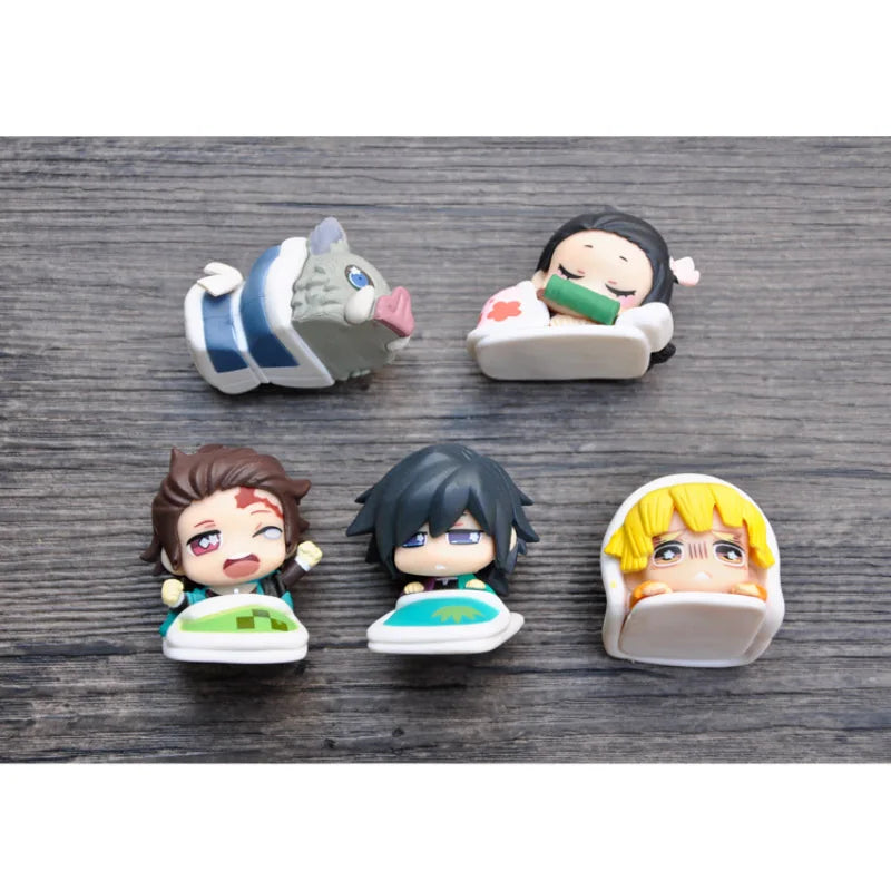 Demon Slayer Figures Agatsuma Zenitsu Kamado Nezuko Hashibira Inosuke Kamado Tanjirou Tomioka Giyuu Sleeping Doll Model Toy Gift