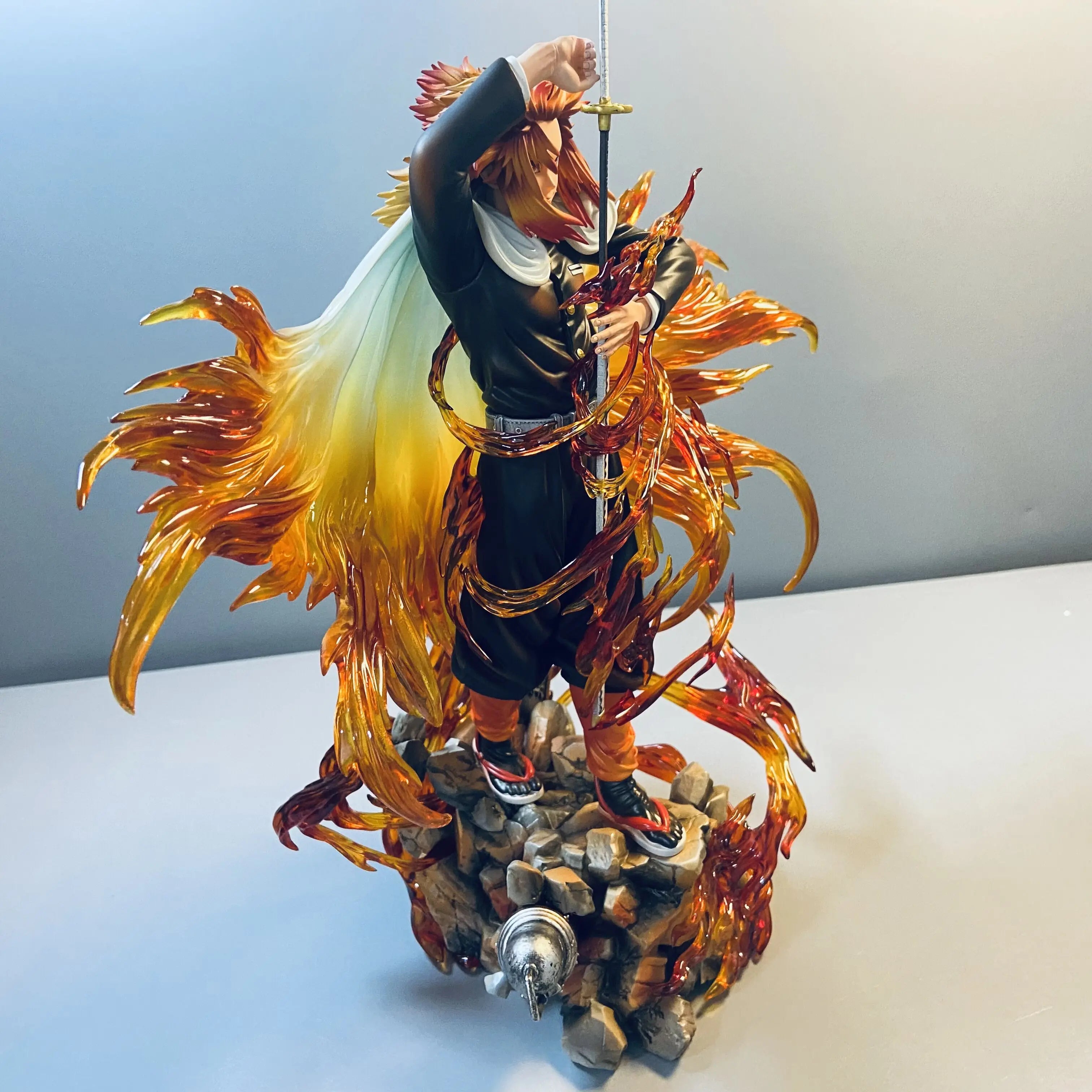 30cm Demon Slayer Anime Figures Rengoku Kyoujurou Figure Gk Statue Figurine Model Doll Collection Room Decoration Desk Toys Gift