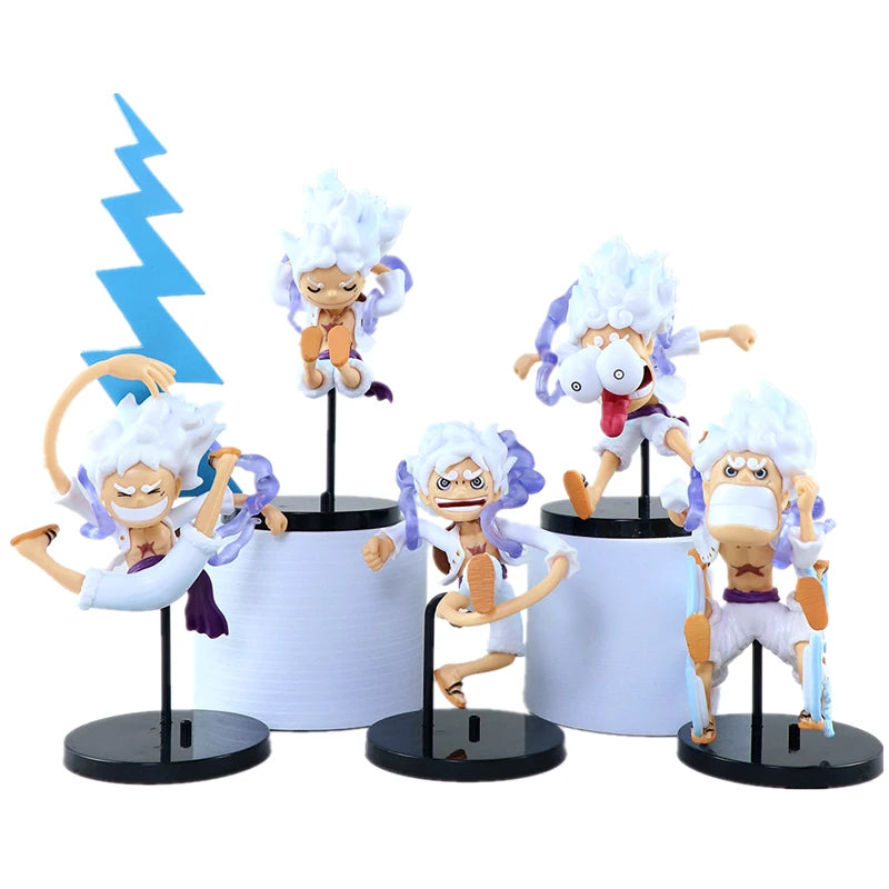 5pcs/set Anime One Piece Figure Q Version GEAR5 Sun God Nika Luffy Action Figures PVC Model Toys Statue Collection Kids Gifts