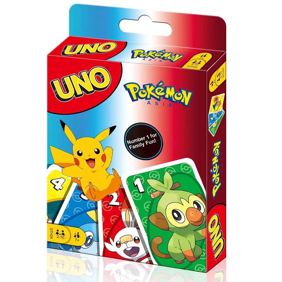 2025UNO FLIP! Pokemon Board Game Anime Cartoon Pikachu Figure Pattern Family Funny Entertainment uno Cards Games Christmas Gifts