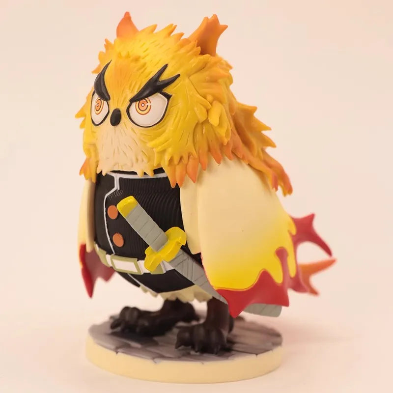 Demon Slayer Anime Figures Kimetsu No Yaiba Gk Figure Owl Cos Rengoku Kyoujurou Model Collect Children'S Christmas Cute Gift