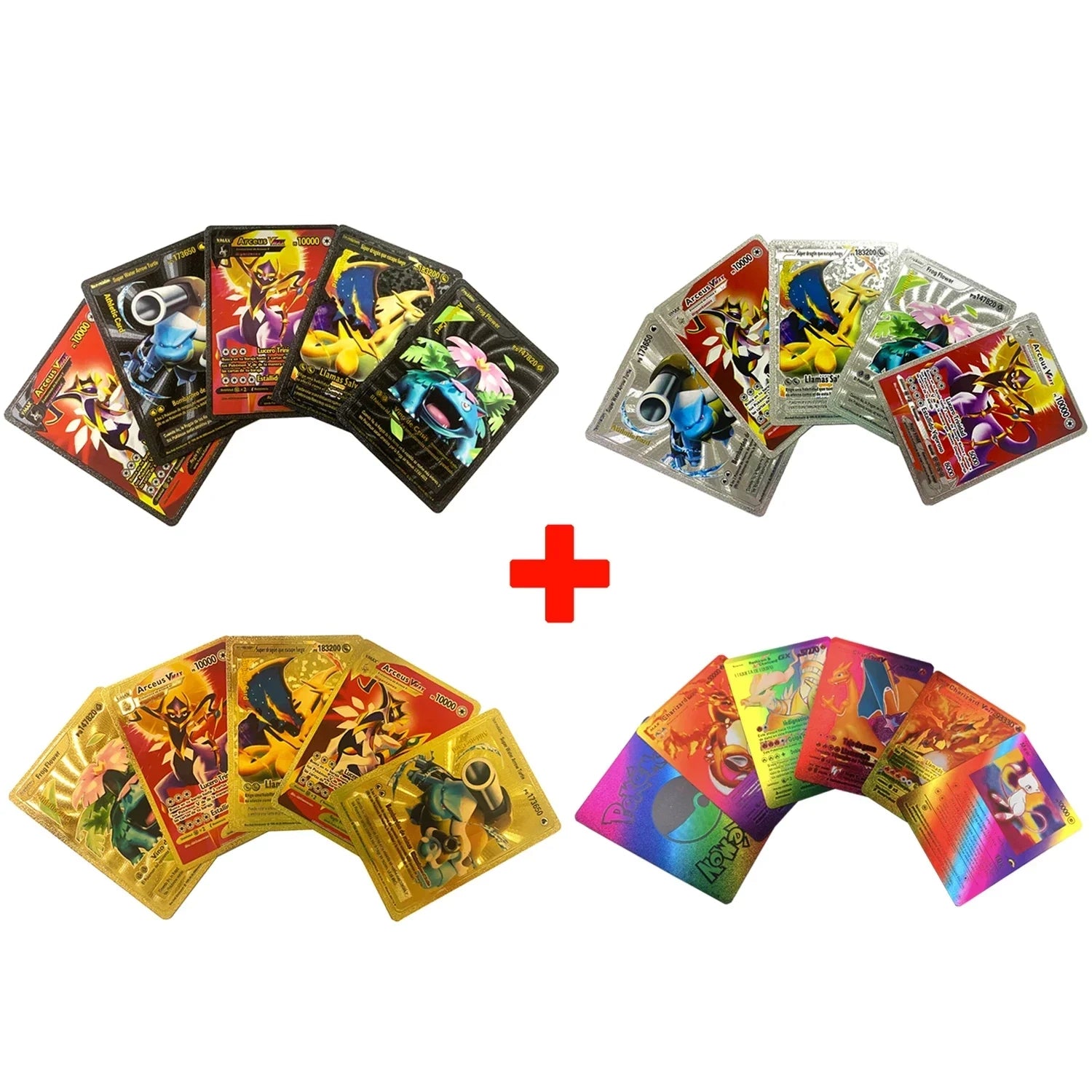 Pokemon Card English Spanish French German Gold Colorful Vmax GX EX V Cards Pikachu Charizard Rare Collection Battle Gifts Toys