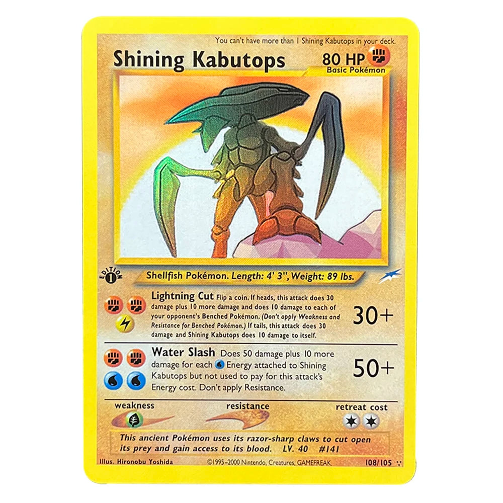 PKM Foil Cards Shining Mewtwo Charizard Gyarados Celebi Raichu Neo Destiny N4/3 1996 1st Edition Game Collection PTCG Proxy Card