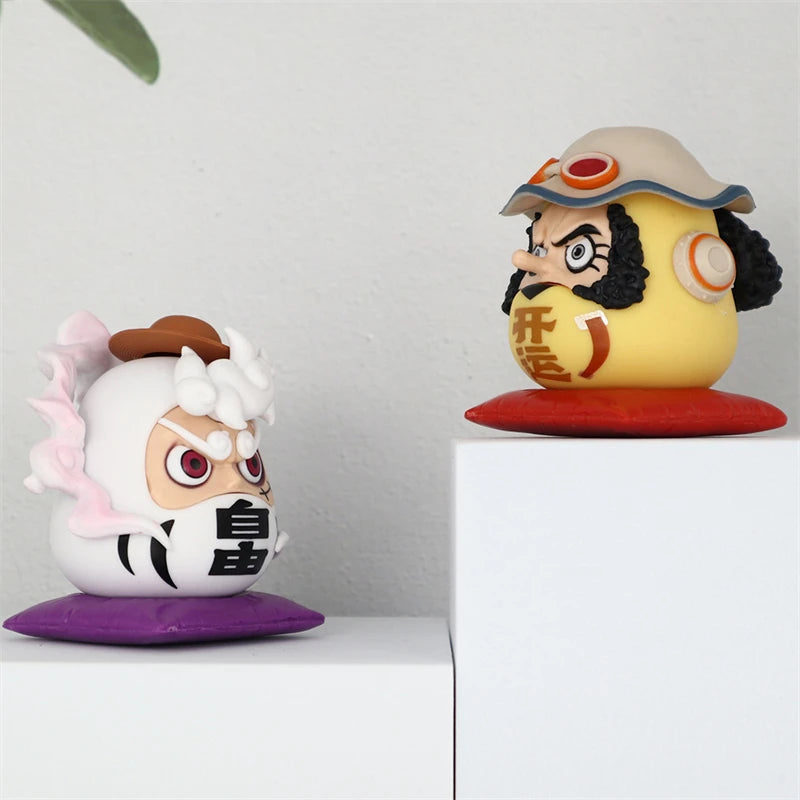 6cm Q-version One Piece Anime Figure Nika Luffy Zoro Sanji Nami Cos Super Dharma Figurine PVC Statue Model Toys Car Ornaments