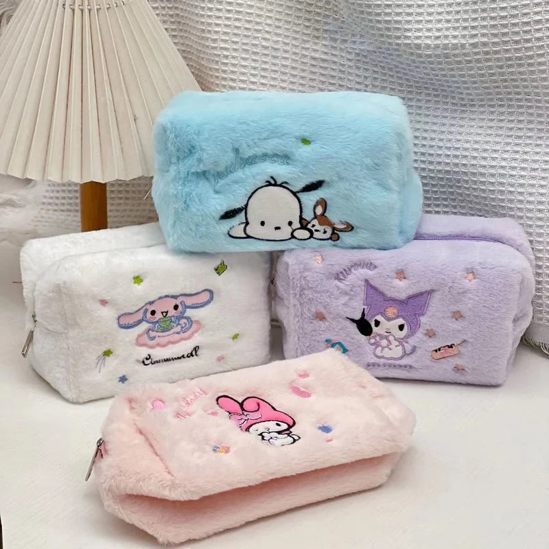 Plush Pencil Case Kawaii Cinnamoroll Kuromi My Melody Large Capacity Pencils Bag Pen Case School Supplies Stationery Gift