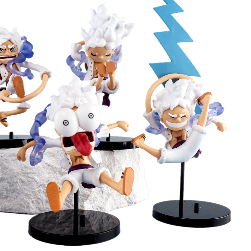 5pcs/set Anime One Piece Figure Q Version GEAR5 Sun God Nika Luffy Action Figures PVC Model Toys Statue Collection Kids Gifts