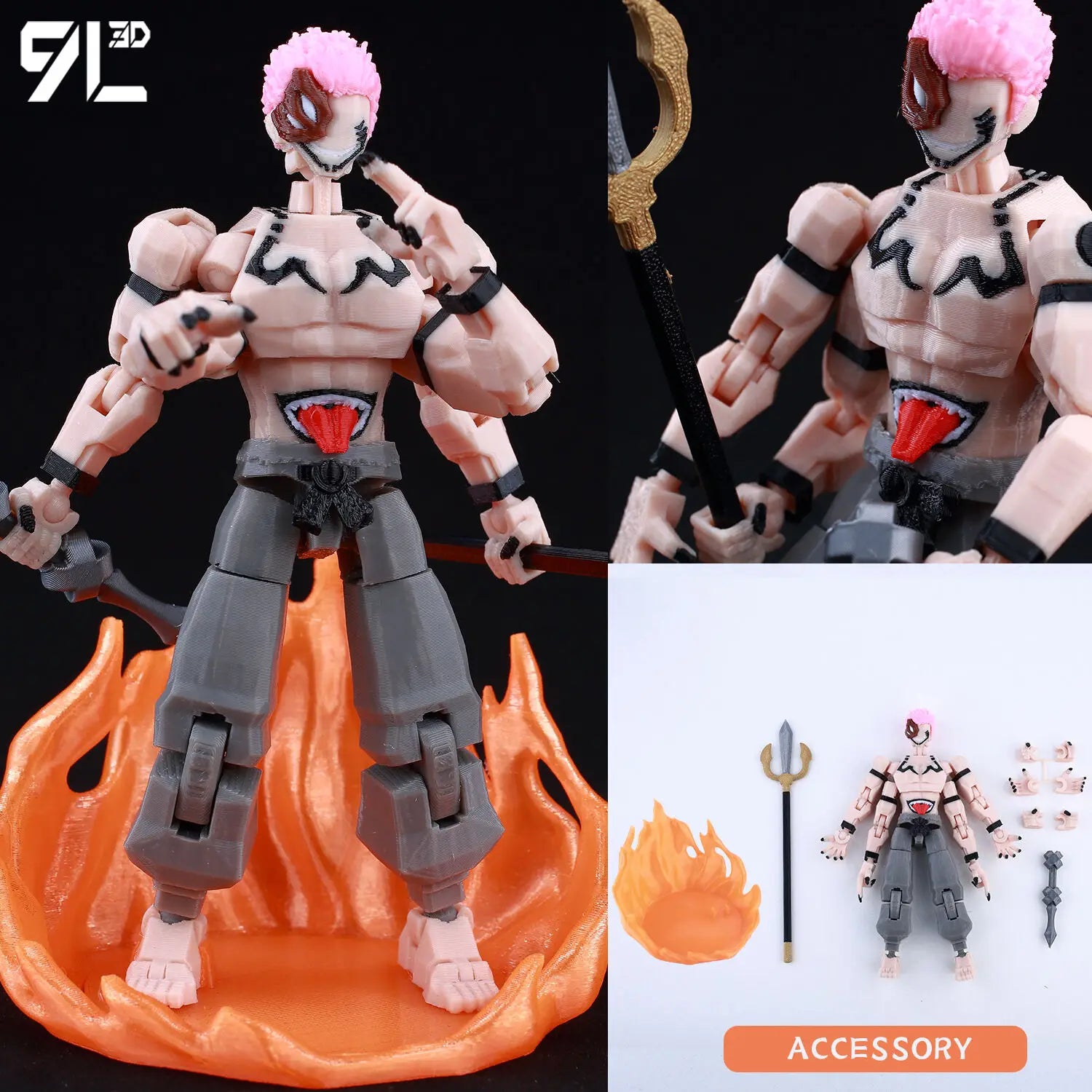 9L 3D Printed Demon Slayer Tanjiro Kamado Lucky Dummy 13 Movable Shapeshift Action Figures Mannequin Toys for Anime Fans