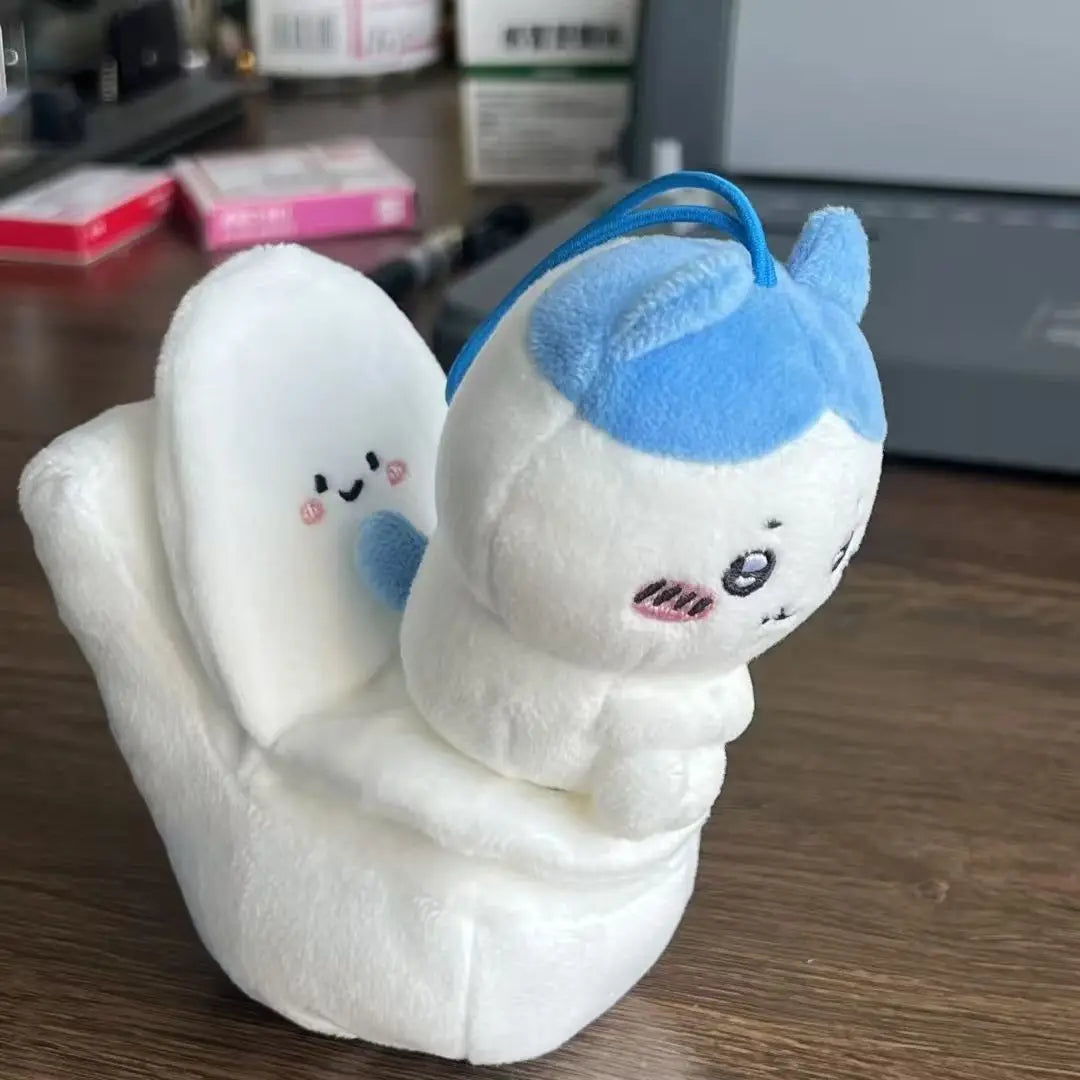 18cm Chiikawa Anime Sitting On The Toilet Plush Doll Kawaii Hachiware Usagi Sitting On The Toilet Funny Plush Doll Ornaments