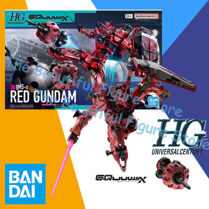 Bandai HG 1/144 HGUC Gundam Gquuuuuux RED Gundam Model Kit Anime Fighter Assembly Model Anime Action Figure Toy Gift for kid