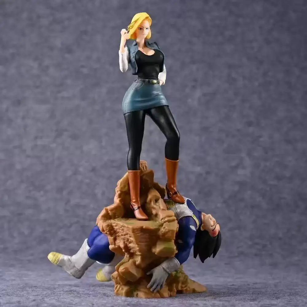 25cm Dragon Ball Z Anime Figures Android 18 Vs Vegeta Action Figure Android 18 GK Pvc Statue Model Doll Figurine Toys Gift