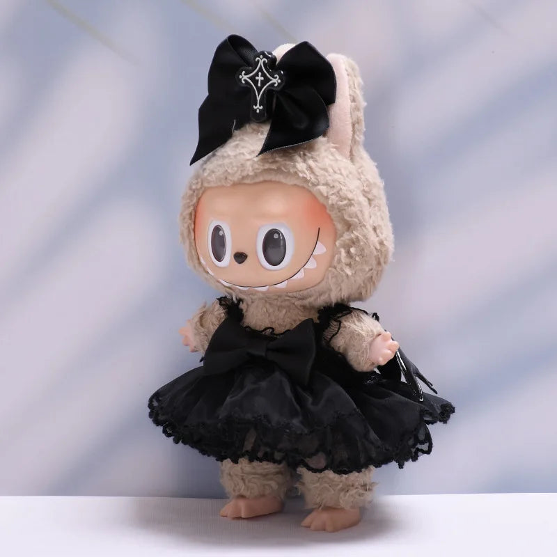 Labubu Clothes Fashion Gothic Style Skirt Labubu Doll Clothes Pendant Little Devil Strap Skirt 15/17cm Plush Doll Universal (No Doll)