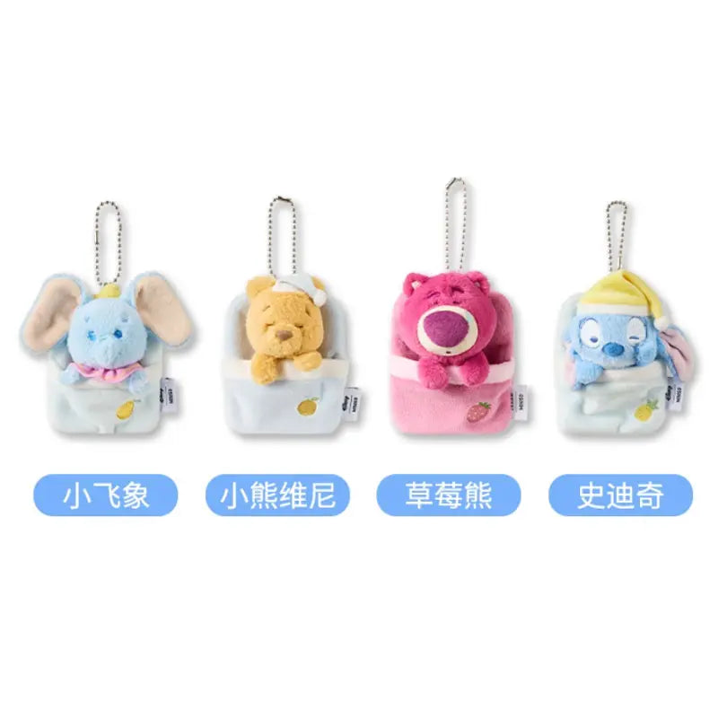Miniso Disney Stitch Plush Doll Pendant Lotso Winnie the Pooh Stuffed Toy Cute Christmas Gift for Kids Soft Furry Ornament