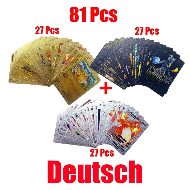 Pokemon Colorful Card 55 Pcs Charizard Mewtwo Pikachu VMAX GX VSTAR Spanish English German Korean French Gold Foil Card