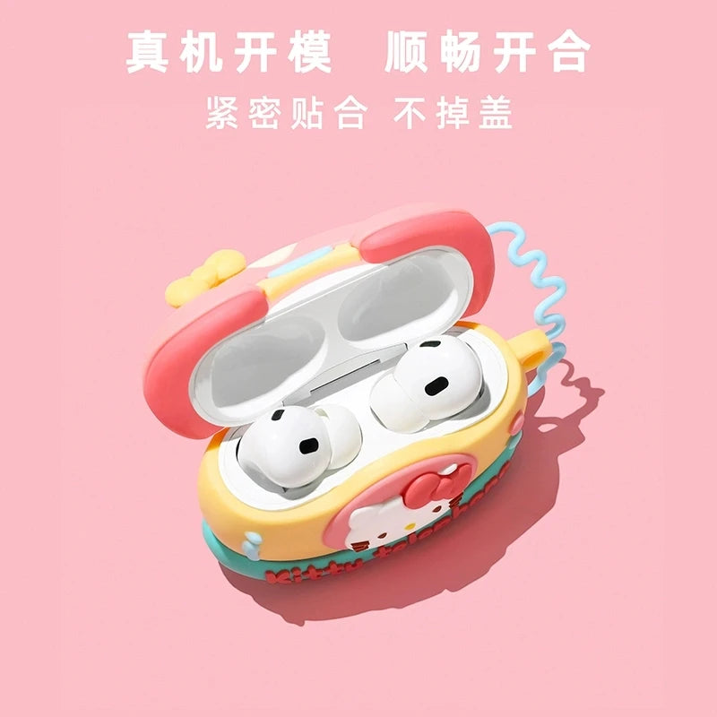 For Airpods 1 2 3 4 Pro Pro 2 Telephone Hello Kitty Silicone Earphone Case Accessories Cover