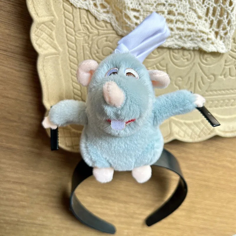 Disney Ratatouille Headband Cartoon Anime Character Plush Doll Grabbing Bangs Funny Accessories Girls Kawaii Toy Gift