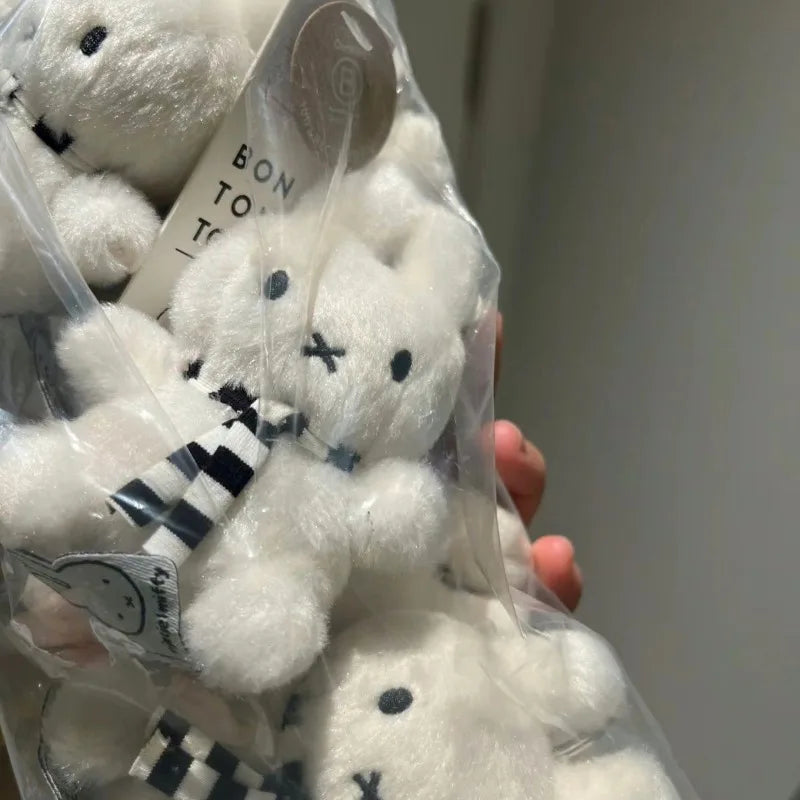 Miffy Plush Doll Black and White Striped Scarf Hanging Pendant Christmas Gift