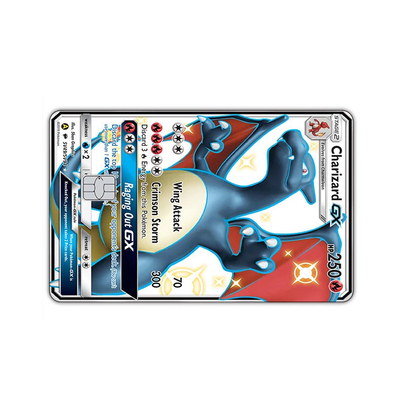 27 Options Available PTCG Charizard Credit Card Skin Sticker Anti-degaussing No Adhesive Residue for VISA Card Debit Card Anime