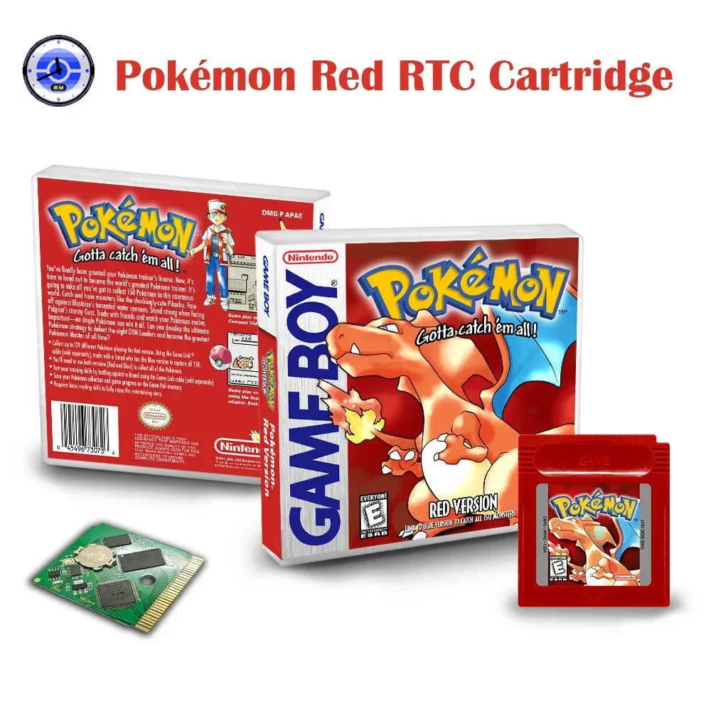 GBC Game Card RTC Boxed US Version English Pokémon GB Pokémon Red, Yellow, Blue, Green, Gold and Silver Game Card